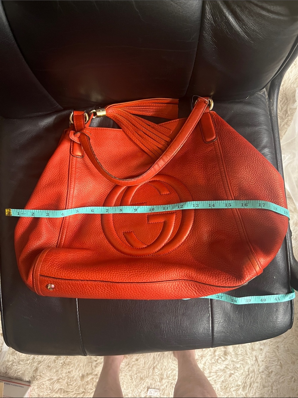 Gucci Large SoHo Red Pebbled Leather with Gold Hardware and Tassel - Picture 10 of 10